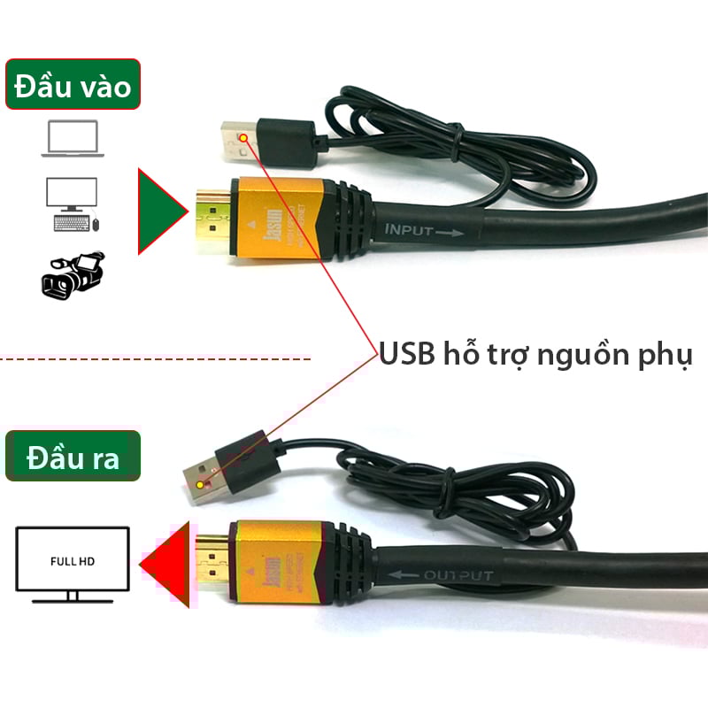 Cáp HDMI 40 mét 3D/1080P Jasun JS-121 - Hỗ trợ nguồn phụ - Phụ Kiện Điện Tử Việt Nam Cáp HDMI 40 mét 3D/1080P Jasun JS-121 - Hỗ trợ nguồn phụ - Phụ Kiện Điện Tử Việt Nam