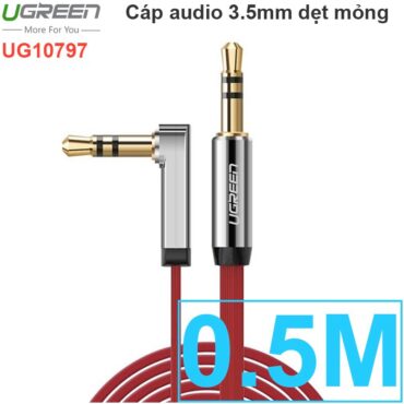 Cáp Audio âm thanh 3.5mm bẻ góc Ugreen 0.5M 1M 1.5M 2M 3M 5M (dẹt mỏng màu đỏ) - Phụ Kiện Điện Tử Việt Nam Dây âm thanh 3.5mm AUX 1 thẳng 1 bẻ góc dẹt mỏng Ugreen 0.5M I UG 10797 I Màu đỏ
