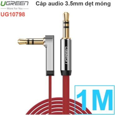 Cáp Audio âm thanh 3.5mm bẻ góc Ugreen 0.5M 1M 1.5M 2M 3M 5M (dẹt mỏng màu đỏ) - Phụ Kiện Điện Tử Việt Nam Dây âm thanh 3.5mm AUX 1 thẳng 1 bẻ góc dẹt mỏng Ugreen 1M I UG 10798 I Màu đỏ