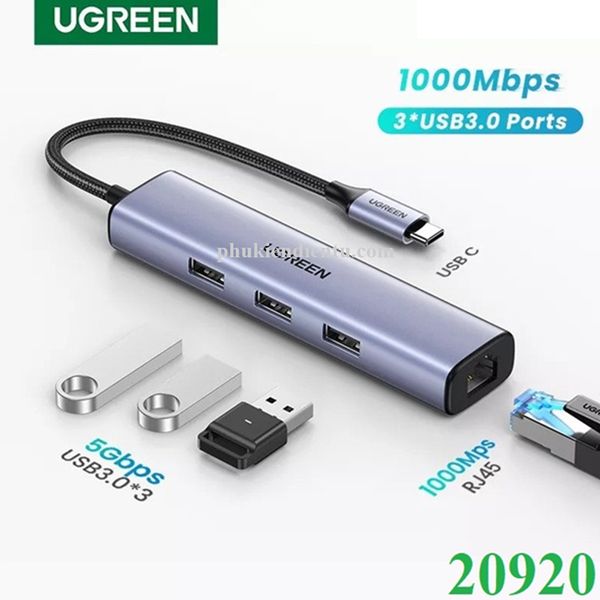 Bộ chia USB type C ra 3 cổng USB 3.0 1 cổng lan gigabit Ugreen 20920 - Phụ Kiện Điện Tử Việt Nam Bộ chia USB type C ra 3 cổng USB 3.0 1 cổng lan gigabit Ugreen 20920 - Phụ Kiện Điện Tử Việt Nam