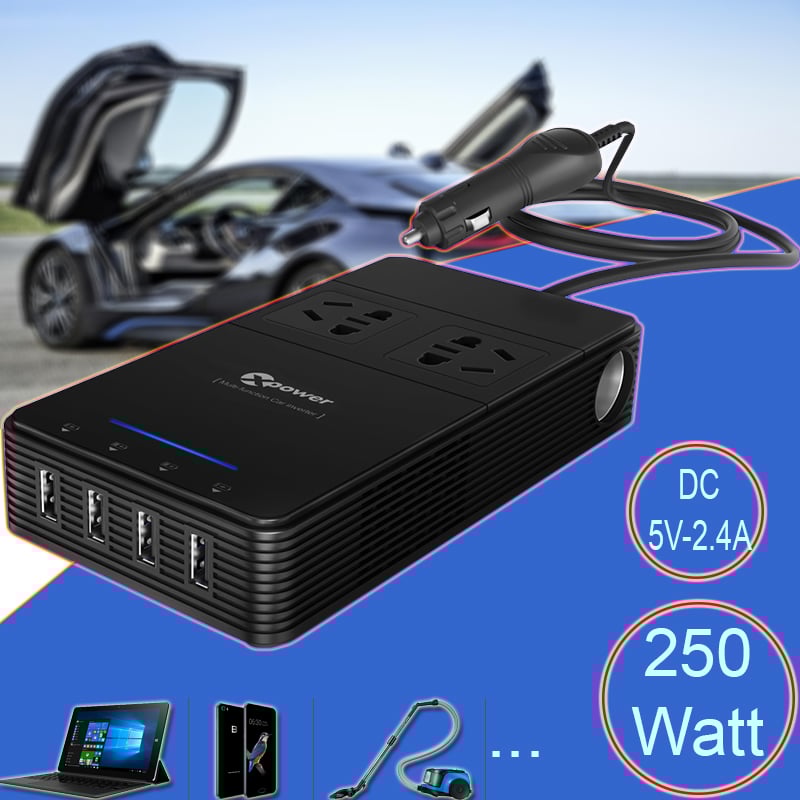 Bộ tẩu sạc chuyển nguồn 12V sang 220V 2 ổ điện, 4 cổng USB DC5V-2.4A QC3.0 Xpower Nano O2 Series T1 - Phụ Kiện Điện Tử Việt Nam tau sac 12v sang 220v và usb dc5v xpower