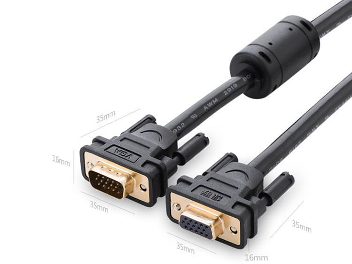 Cáp VGA UGREEN nối dài 1 đầu đực 1 đầu cái 2M | 3M đầu cáp mạ vàng 24k chống nhiễu - Phụ Kiện Điện Tử Việt Nam Cáp VGA UGREEN nối dài 1 đầu đực 1 đầu cái 2M | 3M đầu cáp mạ vàng 24k chống nhiễu - Phụ Kiện Điện Tử Việt Nam