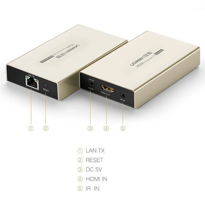 Bộ khuếch đại HDMI qua cáp mạng 100 120 mét full HD1080P - HDMI over ethernet Ugreen 40280 40283 - Phụ Kiện Điện Tử Việt Nam khuech dai hdmi qua cap mang ugreen