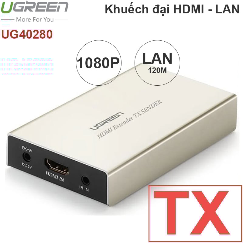 Bộ khuếch đại HDMI qua cáp mạng 100 120 mét full HD1080P - HDMI over ethernet Ugreen 40280 40283 - Phụ Kiện Điện Tử Việt Nam khuech dai hdmi qua cap mang ugreen