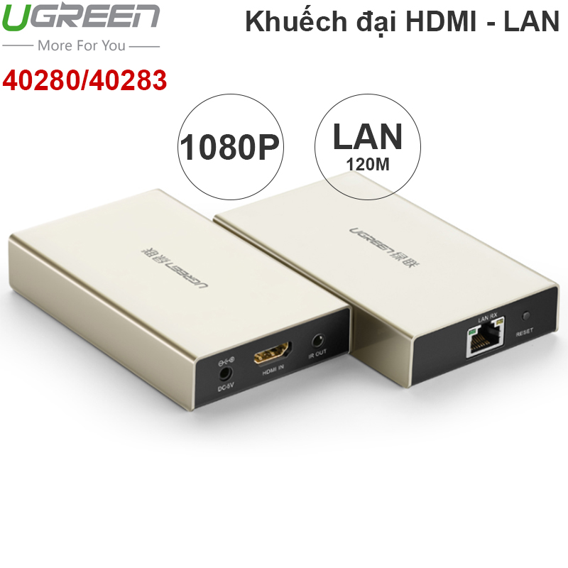 Bộ khuếch đại HDMI qua cáp mạng 100 120 mét full HD1080P - HDMI over ethernet Ugreen 40280 40283 - Phụ Kiện Điện Tử Việt Nam khuech dai hdmi qua cap mang ugreen