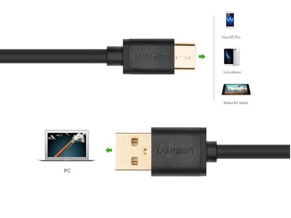 Cáp USB-C 2.0 sạc và dữ liệu Điện thoại Smartphone TAB cổng 1M Ugreen 30159 - Phụ Kiện Điện Tử Việt Nam Cáp USB-C 2.0 sạc và dữ liệu Điện thoại Smartphone TAB cổng 1M Ugreen 30159 - Phụ Kiện Điện Tử Việt Nam