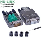 Đầu Giắc COM DB9 Đực Cái Không Hàn Bắt Vít Vỏ Ốp Kim Loại, Chân Đồng HD-Link YL-JM001-9MF