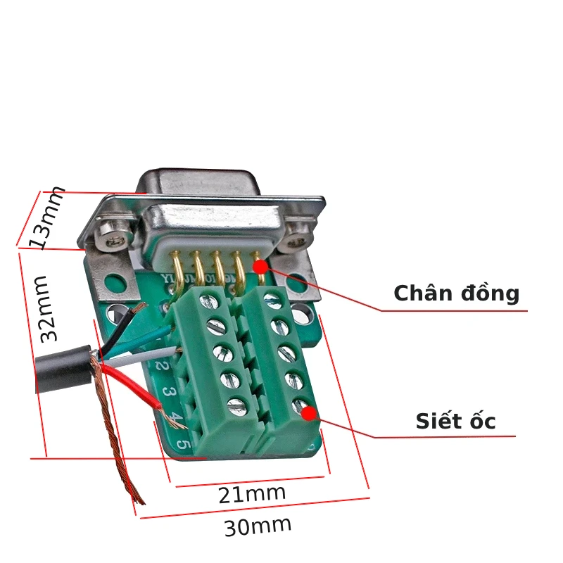 Đầu giắc bắt vít DB9 đồng + Vỏ ốp kim loại HD-LINK - Phụ Kiện Điện Tử Việt Nam Đầu Giắc COM DB9 Đực Cái Không Hàn Bắt Vít Vỏ Ốp Kim Loại, Chân Đồng HD-Link YL-JM001-9MF 2