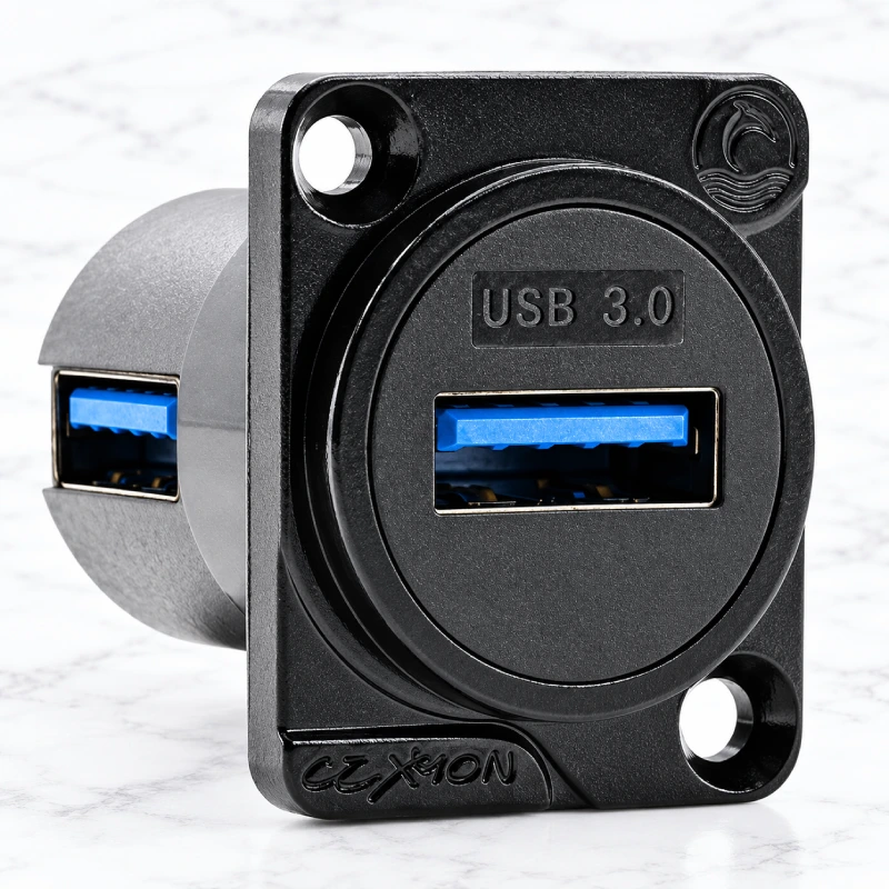 Đầu giắc USB 3.0 lắp mặt bích- vuông góc