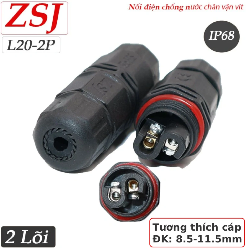 Đầu nối điện chống nước IP68 2 chân ZSJ-L20-2P
