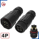 Đầu khớp nối dây điện kiểu đực cái chống nước IP68 chính hãng ZSJ M16-MF - 4 chân