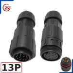 Đầu khớp nối dây điện, dây điều khiển chống nước IP68 ZSJ-M19-MFS chân hàn - 13 chân
