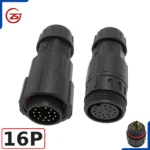 Đầu khớp nối dây điện, dây điều khiển chống nước IP68 ZSJ-M19-MFS chân hàn - 16 chân