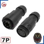 Đầu khớp nối dây điện, dây điều khiển chống nước IP68 ZSJ-M19-MFS chân hàn - 7 chân