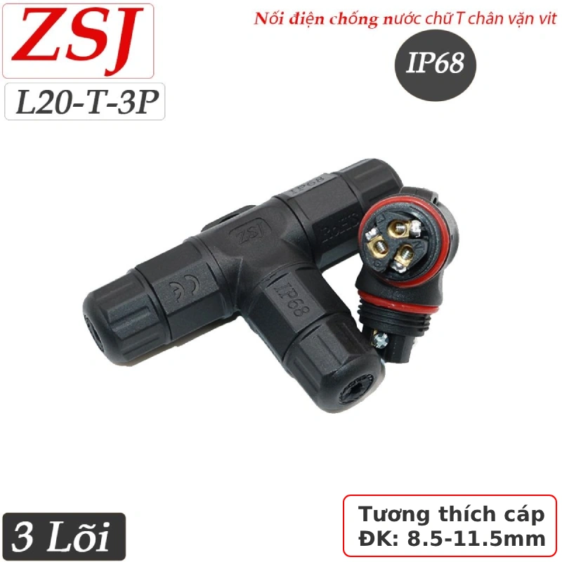 Đầu nối điện chống nước chữ T ZSJ-L20-T-3P (1)