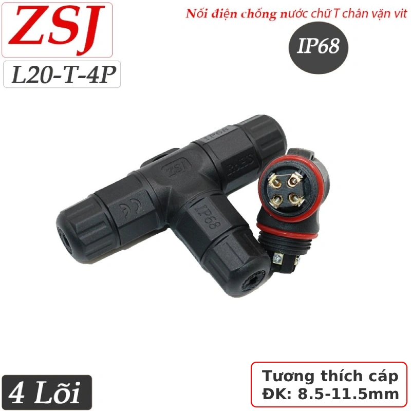 Đầu nối điện chống nước chữ T ZSJ-L20-T-4P (1)