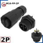 Đầu nối dây điện chống nước lắp bảng điều khiển chuẩn IP68 chính hãng ZSJ M16-FP - 2 chân bắt vít