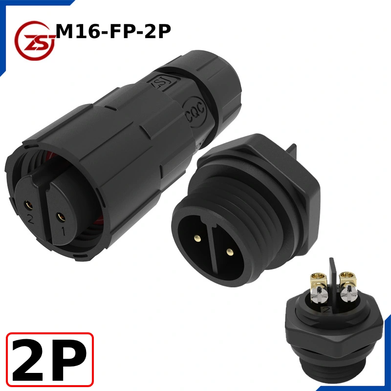 Đầu nối điện chống nước lắp mặt bích M16-FP-2P