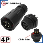 Đầu nối dây điện chống nước lắp bảng điều khiển chuẩn IP68 chính hãng ZSJ M16-FP - 4 chân hàn