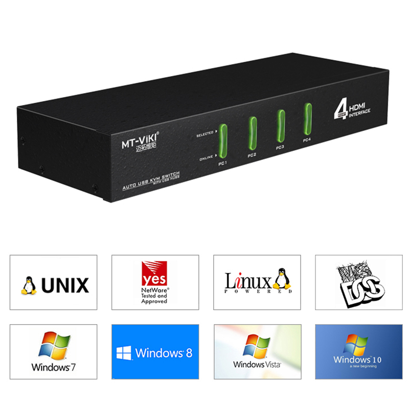 KVM Switch HDMI 4x1 - Bộ chuyển mạch HDMI và USB 4 ra 1 30Hz MT-VIKI MT-0401HK - Phụ Kiện Điện Tử Việt Nam switch hdmi 4 port kvm hdmi mt-viki MT-0401HK