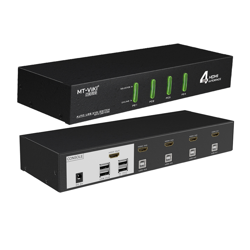 KVM Switch HDMI 4x1 - Bộ chuyển mạch HDMI và USB 4 ra 1 30Hz MT-VIKI MT-0401HK - Phụ Kiện Điện Tử Việt Nam switch hdmi 4 port kvm hdmi mt-viki MT-0401HK