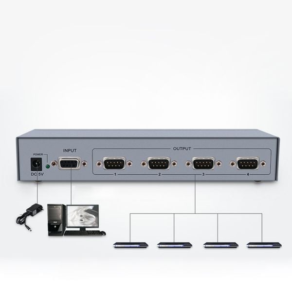 Bộ chia cổng RS232 1 ra 4 DTECH DT-5044 - Phụ Kiện Điện Tử Việt Nam Bộ chia cổng RS232 1 ra 4 DTECH DT-5044 - Phụ Kiện Điện Tử Việt Nam