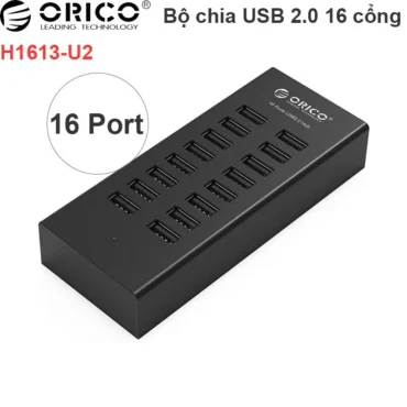 Bộ chia USB 2.0 16 cổng Orico H1613-U2-BK, hỗ trợ nguồn cấp ngoài 12V-3A - Phụ Kiện Điện Tử Việt Nam