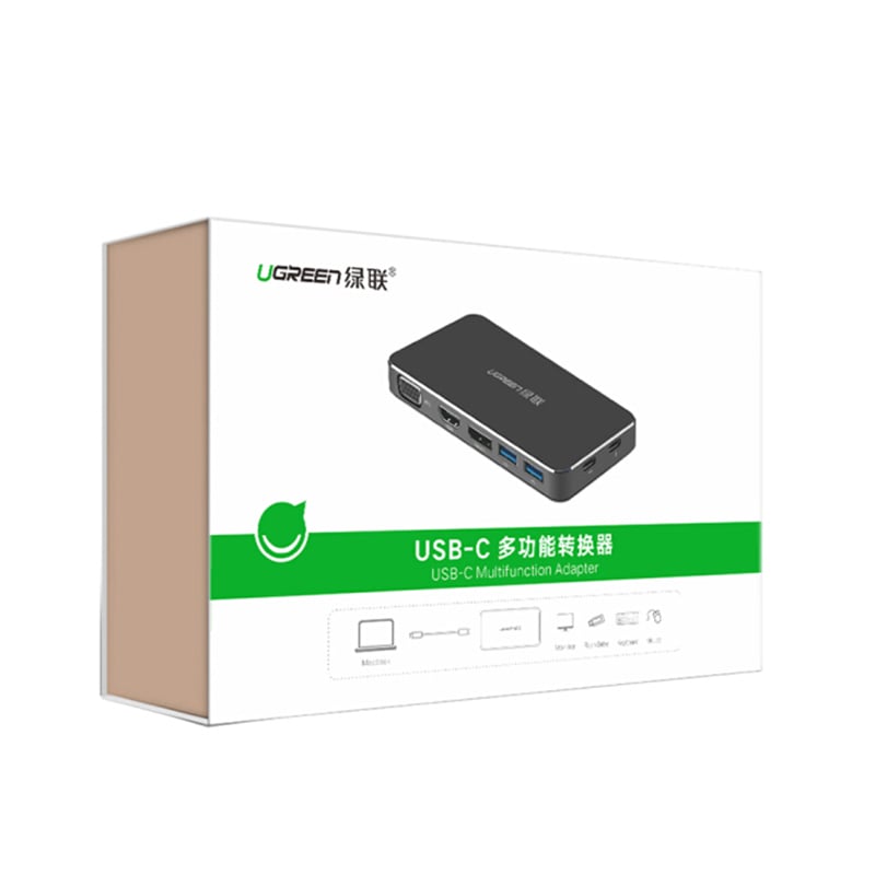 Chuyển đổi USB-C ra Display port HDMI VGA 1080P - 2 cổng USB 3.0 1 cổng USB TYPE-C power UGREEN 40872 - Phụ Kiện Điện Tử Việt Nam bo chuyen doi da nang displayport ra hdmi/vga/displayport UGREEN 40872