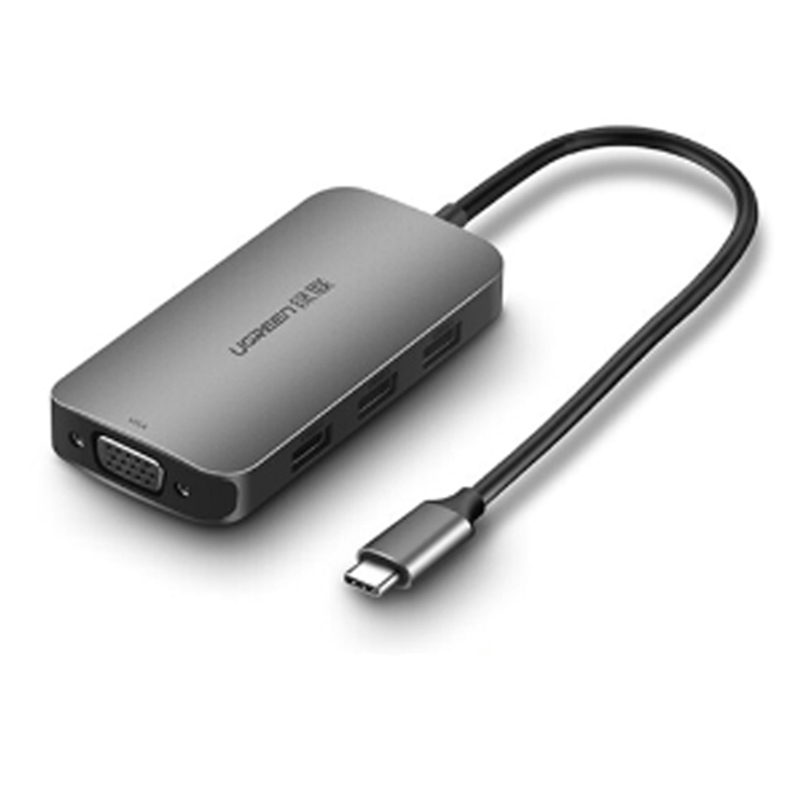Bộ chuyển USB-C ra VGA + Hub 3*USB 3.0 + USB-C Power sạc UGREEN 50210 - Phụ Kiện Điện Tử Việt Nam bo chia usb 3.0 3 cong ho tro chuyen ra cong vga 1080p ugreen