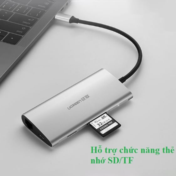 USB-C ra HDMI 4K RJ45 SD Micro SD 3 cổng USB 3.0 Ugreen 50538 - Phụ Kiện Điện Tử Việt Nam bo chuyen usb-c ra usb 3.0 hdmi sd-tf rj45 ugreen