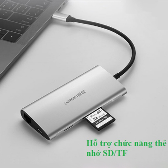 USB-C ra HDMI 4K RJ45 SD Micro SD 3 cổng USB 3.0 Ugreen 50516 - Phụ Kiện Điện Tử Việt Nam bo chuyen usb-c ra usb 3.0 hdmi sd-tf rj45 ugreen