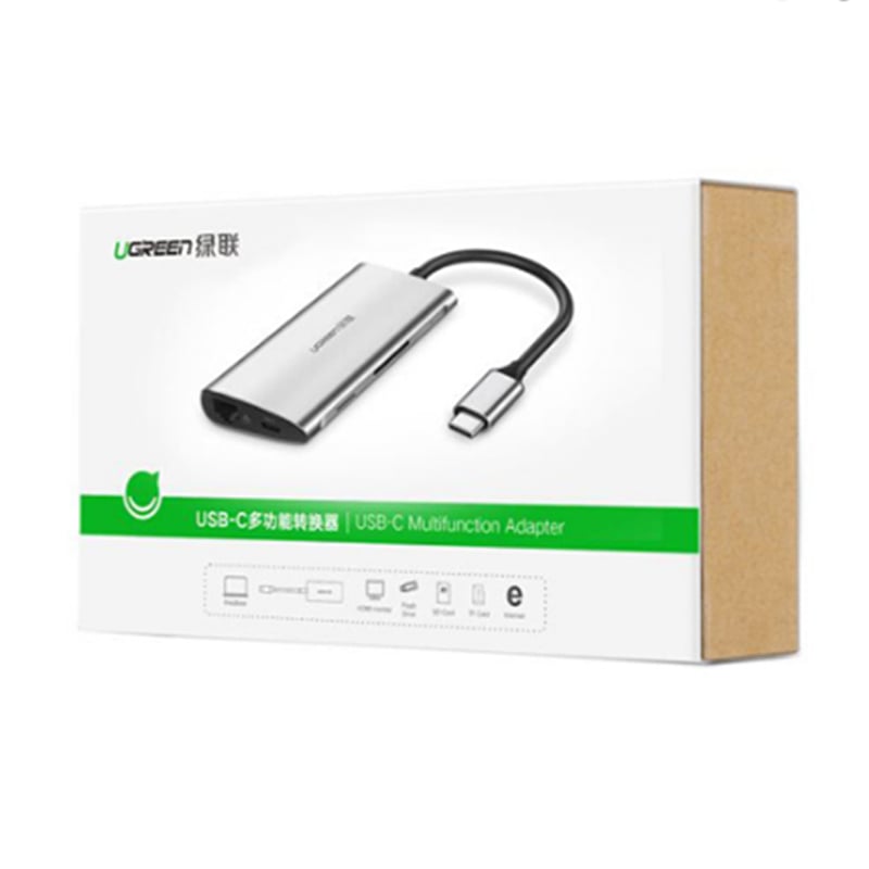 USB-C ra HDMI 4K RJ45 SD Micro SD 3 cổng USB 3.0 Ugreen 50538 - Phụ Kiện Điện Tử Việt Nam bo chuyen usb-c ra usb 3.0 hdmi sd-tf rj45 ugreen