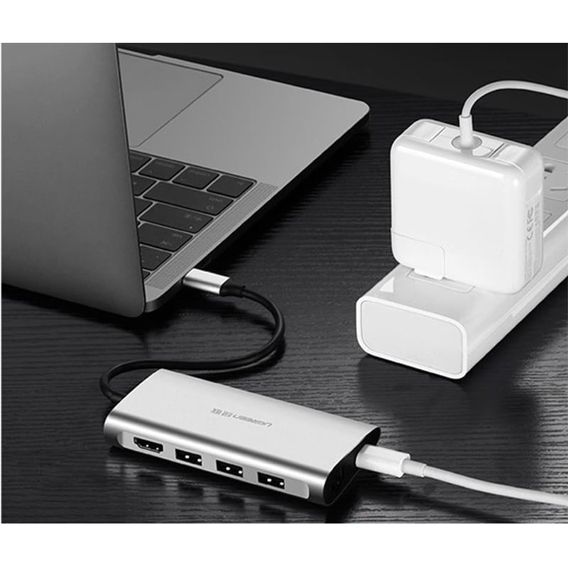USB-C ra HDMI 4K RJ45 SD Micro SD 3 cổng USB 3.0 Ugreen 50538 - Phụ Kiện Điện Tử Việt Nam bo chuyen usb-c ra usb 3.0 hdmi sd-tf rj45 ugreen