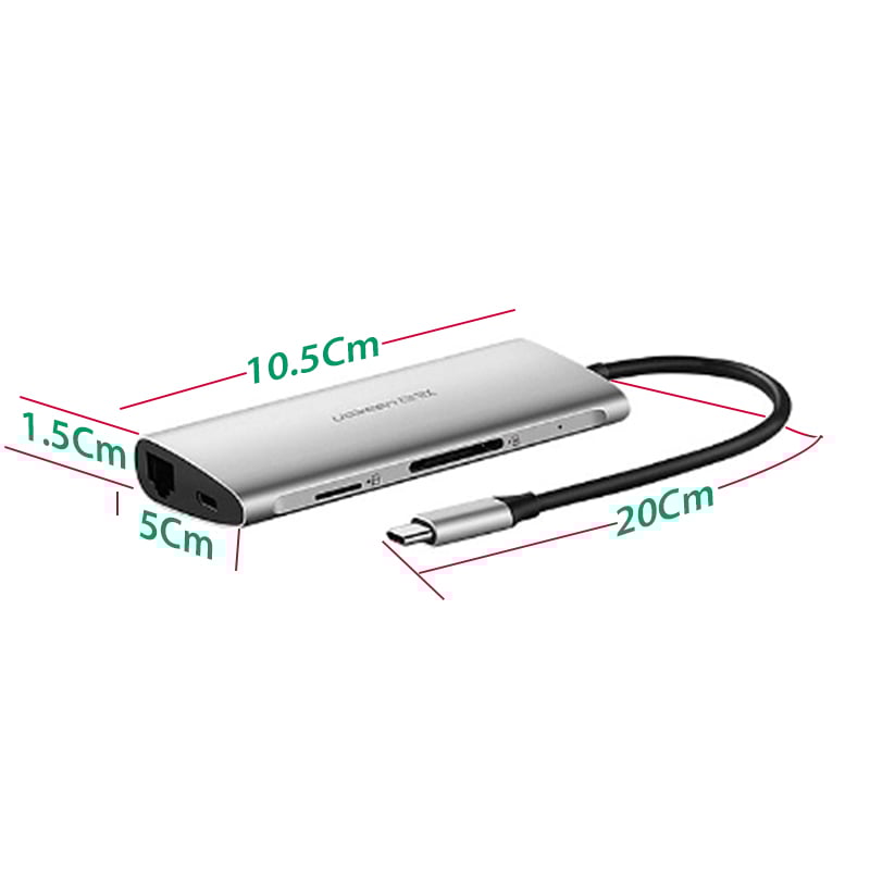 USB-C ra HDMI 4K RJ45 SD Micro SD 3 cổng USB 3.0 Ugreen 50538 - Phụ Kiện Điện Tử Việt Nam bo chuyen usb-c ra usb 3.0 hdmi sd-tf rj45 ugreen