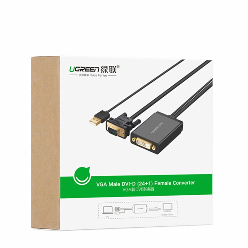 VGA sang DVI converter 50Cm UGREEN 30839 1080P - Phụ Kiện Điện Tử Việt Nam bo chuyen vga sang dvi ugreen