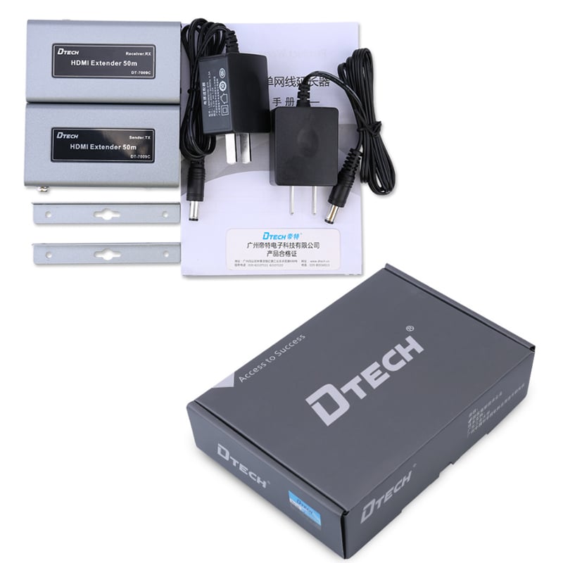 Bộ chuyển đổi và khuếch đại HDMI qua dây mạng LAN 50M Dtech DT-7009C - Phụ Kiện Điện Tử Việt Nam bo khuech dai hdmi qua day mang 50-60 met dtech dt-7009c