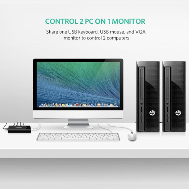 KVM switch 2 cổng - Chuyển 2 CPU Laptop ra 1 màn hình điều khiển phím chuột UGREEN 30357 - Phụ Kiện Điện Tử Việt Nam usb kvm 2 cong ugreen 30357