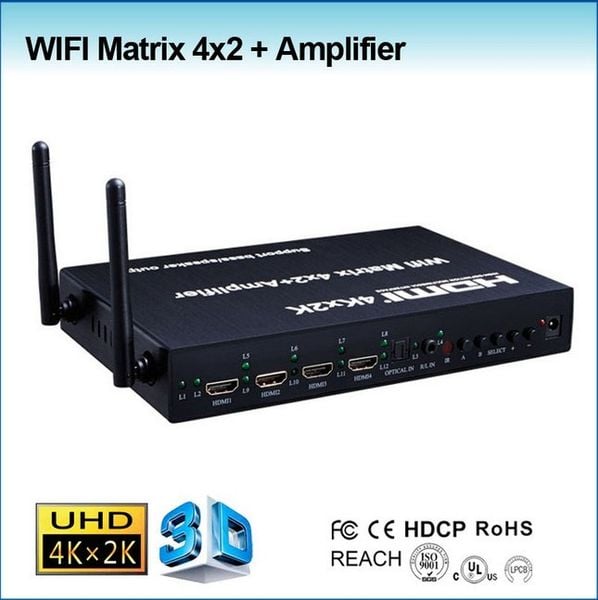Bộ chia HDMI ma trận 4x2 Port, Wifi display, Audio Amplifier B-GO - Phụ Kiện Điện Tử Việt Nam