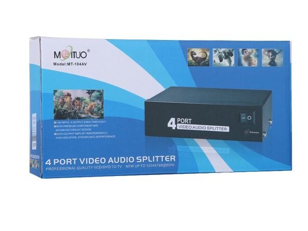 Bộ chia tín hiệu AV Video Audio 1 ra 4 cổng MT-VIKI MT-104AV - Phụ Kiện Điện Tử Việt Nam Bộ chia tín hiệu AV Video Audio 1 ra 4 cổng MT-VIKI MT-104AV - Phụ Kiện Điện Tử Việt Nam