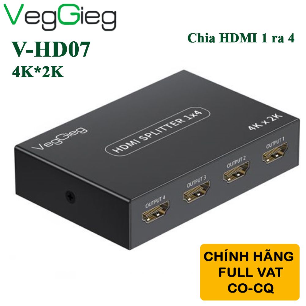 Bộ chia HDMI splitter V1.4 4 port 4K30Hz 3D Veggieg V-HD07 - Phụ Kiện Điện Tử Việt Nam Bộ chia HDMI splitter V1.4 4 port 4K30Hz 3D Veggieg V-HD07
