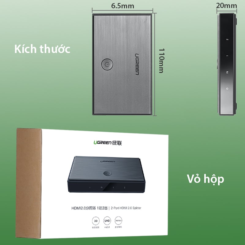 bo chia hdmi 2.0 4k 1 ra 2 ugreen 50707