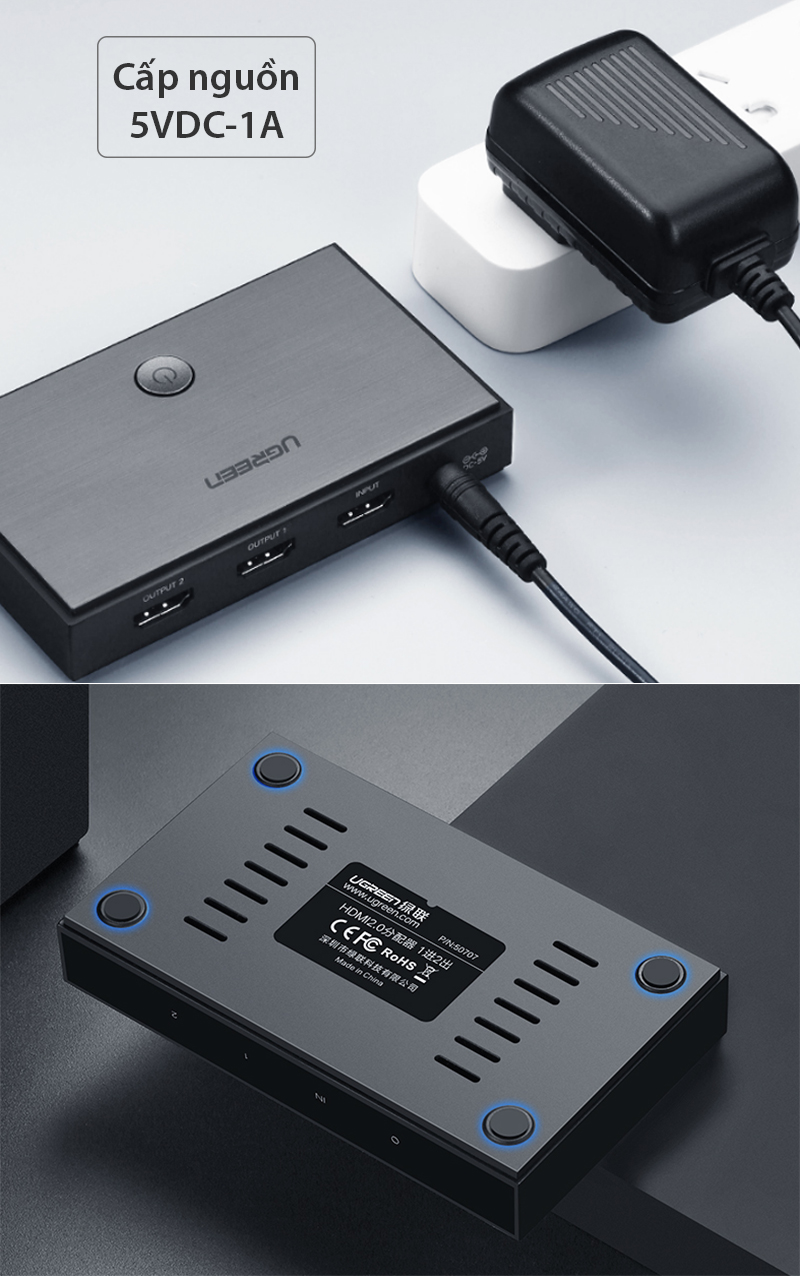 bo chia hdmi 2.0 4k 1 ra 2 ugreen 50707