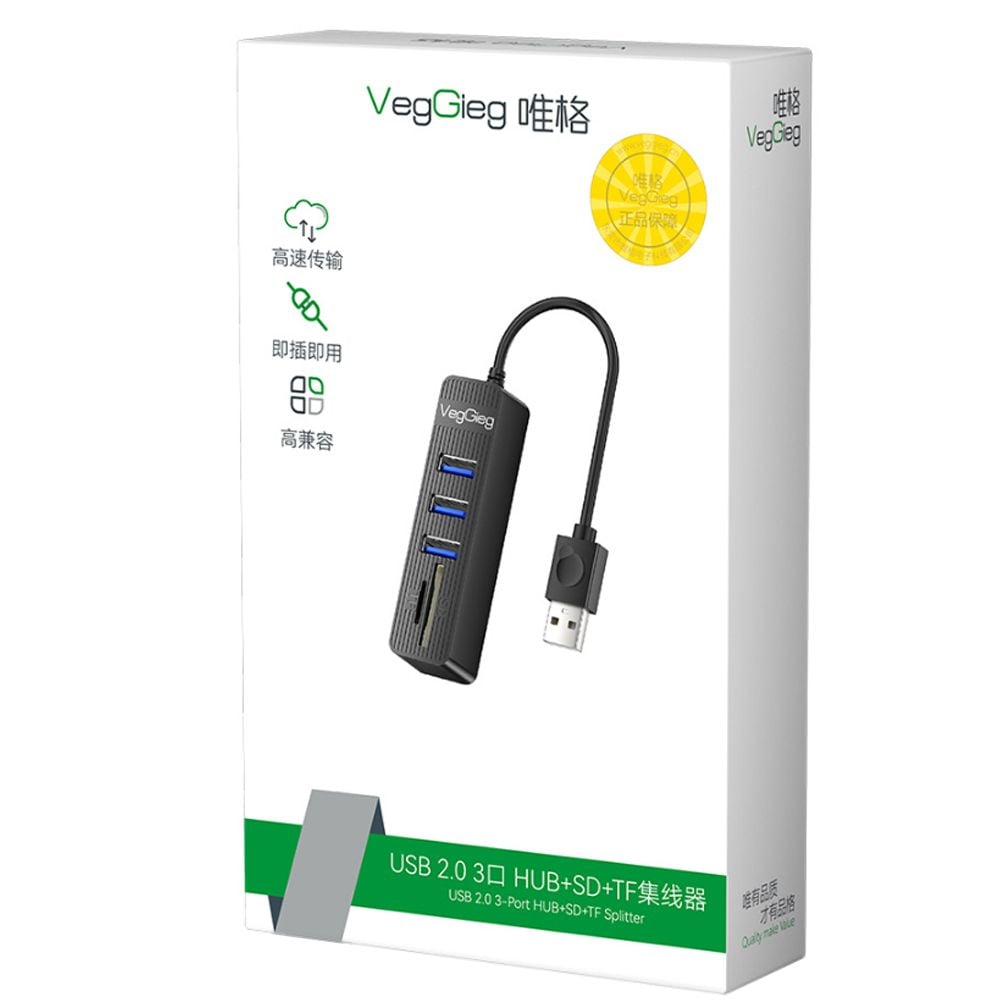 Bộ Chia USB 2.0 ra 3 Cổng USB và Đọc Thẻ Nhớ SD/TF Chính Hãng Veggieg V-C303 - Hub USB 5 trong 1 - Phụ Kiện Điện Tử Việt Nam Bộ Chia USB 2.0 ra 3 Cổng USB và Đọc Thẻ Nhớ SD/TF Chính Hãng Veggieg V-C303 - Hub USB 5 trong 1 - Phụ Kiện Điện Tử Việt Nam