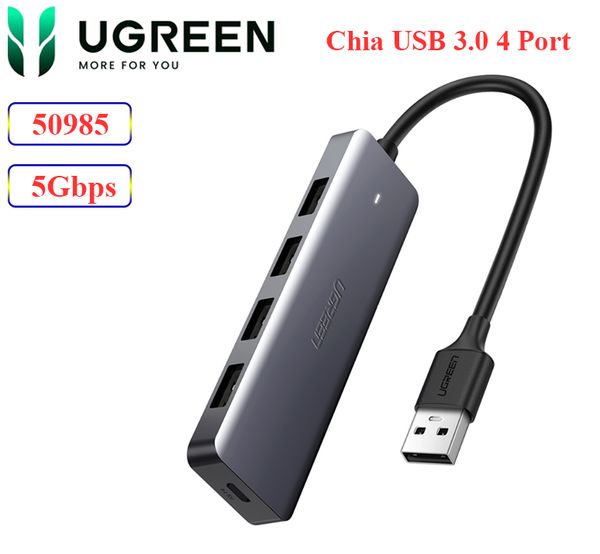Bộ chia USB 3.0 4 cổng dài 15Cm hỗ trợ nguồn phụ type C Ugreen 50985 CM219 - Phụ Kiện Điện Tử Việt Nam