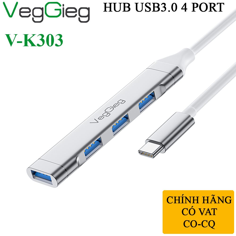 Bộ Chia USB type C ra 4 Cổng USB 3.0 Chính Hãng Veggieg V-K303 - Phụ Kiện Điện Tử Việt Nam