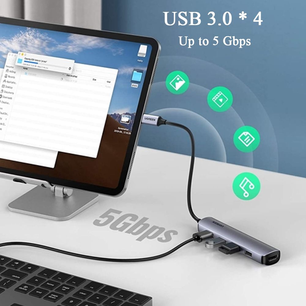 Bộ chia USB typeC ra HDMI 4K@30Hz và 4 cổng USB 3.0 chính hãng Ugreen 20197 - Phụ Kiện Điện Tử Việt Nam Bộ chia USB typeC ra HDMI 4K@30Hz và 4 cổng USB 3.0 chính hãng Ugreen 20197 - Phụ Kiện Điện Tử Việt Nam