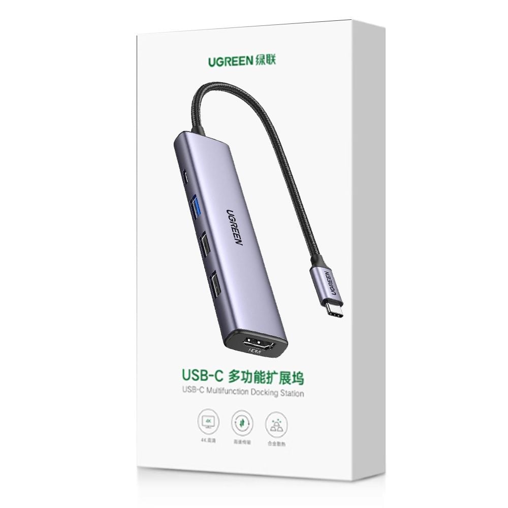Bộ chia USB typeC ra HDMI 4K@30Hz và USB 3.0 USB 2.0 sạc 100W chính hãng Ugreen 15495 - Phụ Kiện Điện Tử Việt Nam