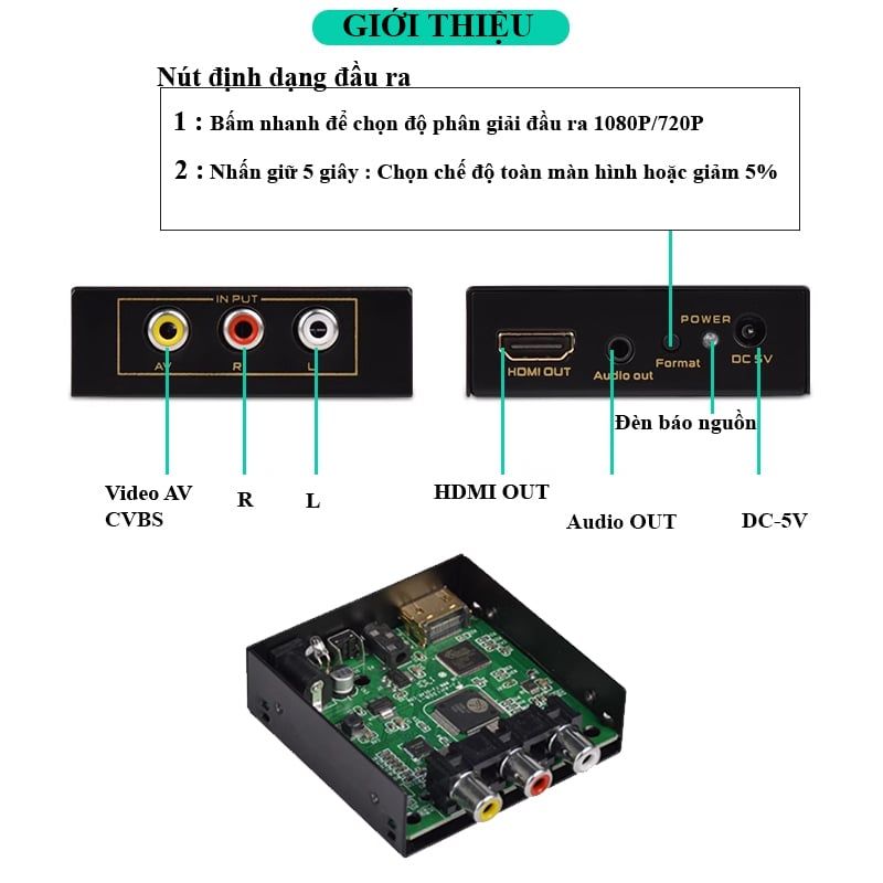 Bộ chuyển đổi AV to HDMI 1080P chính hãng FJGEAR FJ-AH1308