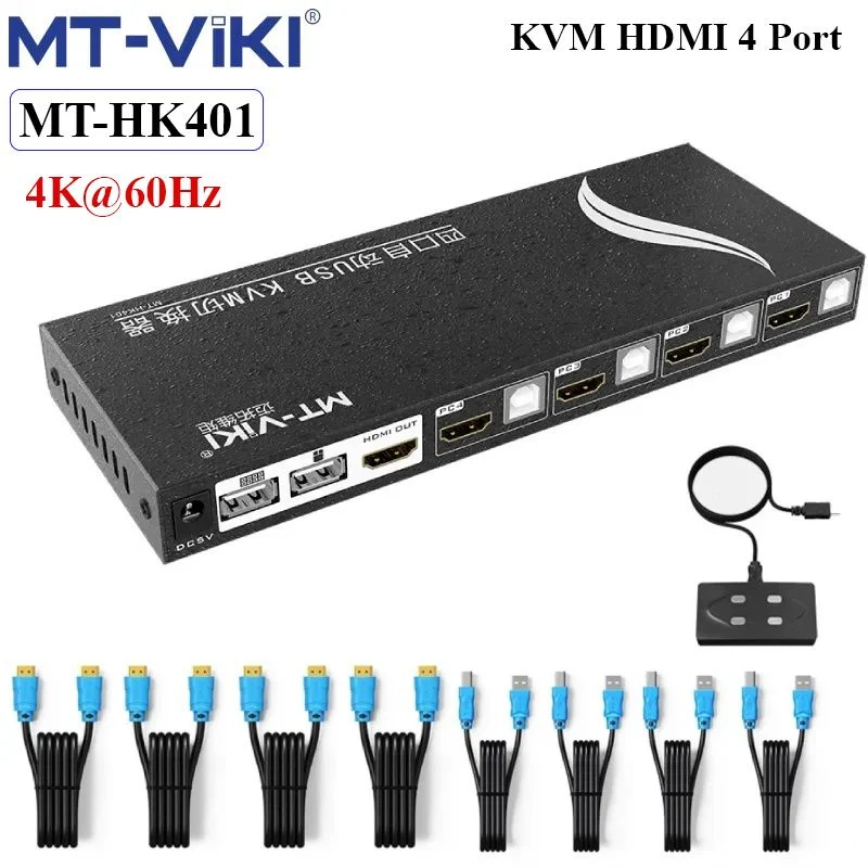 Bộ chuyển mạch HDMI KVM Switch 2 ra 1 cổng, hỗ trợ 4K60Hz MT-VIKI MT-HK201 - Phụ Kiện Điện Tử Việt Nam