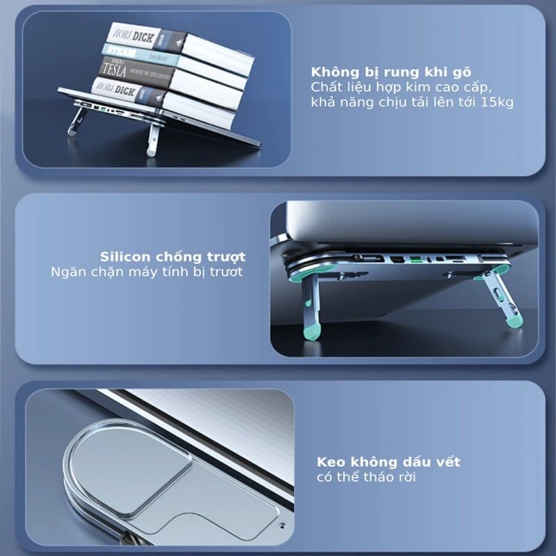 Bộ chuyển USB type C sang HDMI 6 trong 1 kiêm giá kê tản nhiệt Laptop Macbook - Phụ Kiện Điện Tử Việt Nam